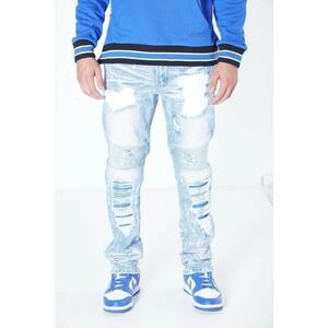 Makobi Jeans Moto Biker Slim Fit Distressed Denim Naxos 42x32 Hip Hop Streetwear